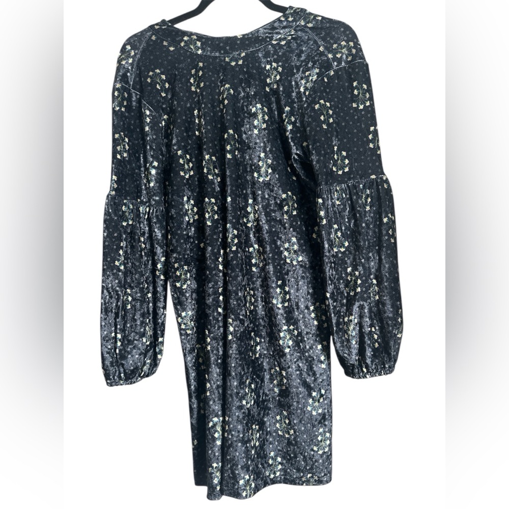 NWT Knot Sisters Velour Flower Print Tie Back Mini Dress Sz Sm